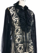 Oscar de la Renta Black Lace Accented Top Top arcadeshops.com