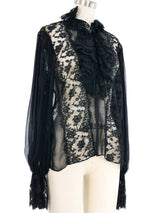 Oscar de la Renta Black Lace Accented Top Top arcadeshops.com