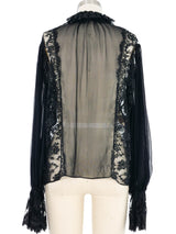 Oscar de la Renta Black Lace Accented Top Top arcadeshops.com