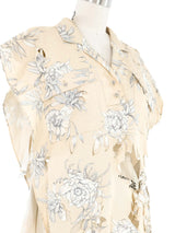 Maison Margiela Chrysanthemum Print Cut Up Shirt Top arcadeshops.com
