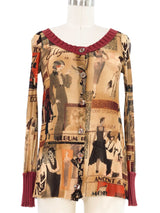 1996 Jean Paul Gaultier Press Clippings Mesh Cardigan Top arcadeshops.com