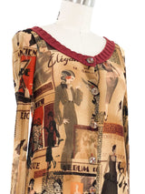 1996 Jean Paul Gaultier Press Clippings Mesh Cardigan Top arcadeshops.com