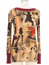 1996 Jean Paul Gaultier Press Clippings Mesh Cardigan Top arcadeshops.com
