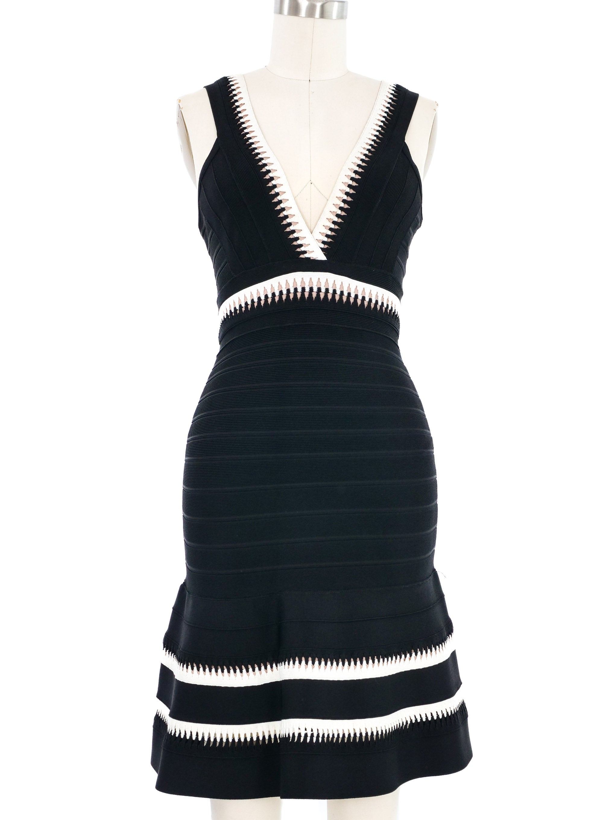 Herve Leger Black and White Flare Dress