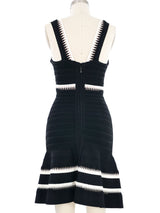 Herve Leger Black and White Flare Dress Dress arcadeshops.com