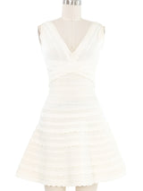 Herve Leger Ivory Scalloped Flare Dress Dress arcadeshops.com