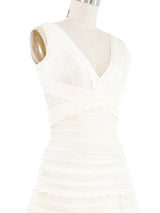 Herve Leger Ivory Scalloped Flare Dress Dress arcadeshops.com