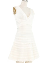 Herve Leger Ivory Scalloped Flare Dress Dress arcadeshops.com