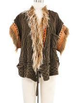 Jean Paul Gaultier Mongolian Fur Trimmed Sweater Jacket arcadeshops.com