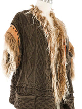 Jean Paul Gaultier Mongolian Fur Trimmed Sweater Jacket arcadeshops.com