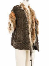 Jean Paul Gaultier Mongolian Fur Trimmed Sweater Jacket arcadeshops.com