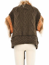 Jean Paul Gaultier Mongolian Fur Trimmed Sweater Jacket arcadeshops.com