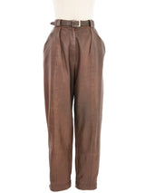 Christian Dior Brown Leather Trousers Bottom arcadeshops.com
