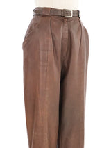 Christian Dior Brown Leather Trousers Bottom arcadeshops.com