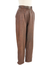 Christian Dior Brown Leather Trousers Bottom arcadeshops.com