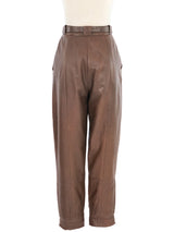 Christian Dior Brown Leather Trousers Bottom arcadeshops.com
