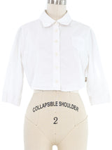 Gaultier Jeans Cropped White Button Front Shirt Top arcadeshops.com