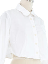 Gaultier Jeans Cropped White Button Front Shirt Top arcadeshops.com