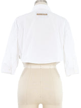 Gaultier Jeans Cropped White Button Front Shirt Top arcadeshops.com