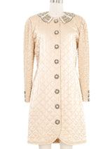 1980s Quilted Panel Ruched Coat Dress Jacket arcadeshops.com