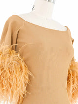 2021 Saint Laurent Ostrich Feather Trim Knit Top Top arcadeshops.com