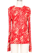 Gianni Versace Red Zebra Jersey Top Top arcadeshops.com