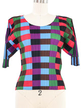 Issey Miyake Pleats Please Multicolor Check Top Top arcadeshops.com
