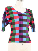 Issey Miyake Pleats Please Multicolor Check Top Top arcadeshops.com