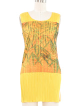 1998 Issey Miyake Pleats Please Abstract Yellow Print Sleeveless Top Top arcadeshops.com