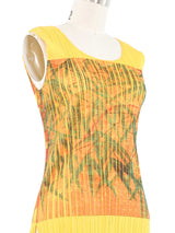 1998 Issey Miyake Pleats Please Abstract Yellow Print Sleeveless Top Top arcadeshops.com