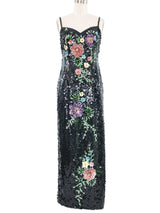 Black Floral Sequined Tank Dress Dress arcadeshops.com