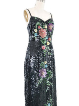 Black Floral Sequined Tank Dress Dress arcadeshops.com