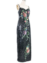 Black Floral Sequined Tank Dress Dress arcadeshops.com