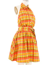 Plaid Silk Wrap Halter Dress Dress arcadeshops.com