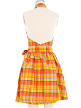 Plaid Silk Wrap Halter Dress Dress arcadeshops.com