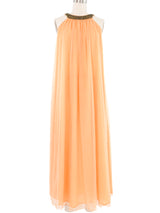 Beaded Neckline Peach Lounge Dress Dress arcadeshops.com