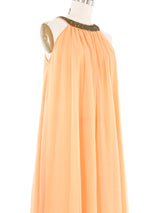 Beaded Neckline Peach Lounge Dress Dress arcadeshops.com