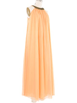 Beaded Neckline Peach Lounge Dress Dress arcadeshops.com