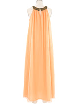 Beaded Neckline Peach Lounge Dress Dress arcadeshops.com