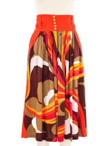 Emilio Pucci Orange Printed Midi Skirt Bottom arcadeshops.com