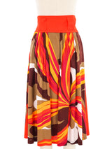 Emilio Pucci Orange Printed Midi Skirt Bottom arcadeshops.com