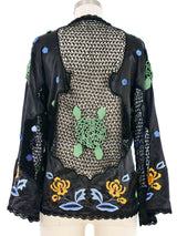 Peacock Embroidered Silk Crochet Cardigan Jacket arcadeshops.com