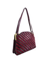 Burgundy Suede And Snakeskin Handbag Accessory arcadeshops.com