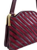 Burgundy Suede And Snakeskin Handbag Accessory arcadeshops.com