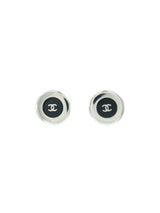 1997 Chanel Enamel Logo Button Earrings Accessory arcadeshops.com