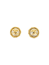 1995 Chanel Rope Accent Pearl Logo Earrings Accessory arcadeshops.com