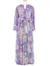 Saz Floral Printed Purple Chiffon Dress Dress arcadeshops.com