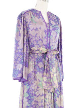 Saz Floral Printed Purple Chiffon Dress Dress arcadeshops.com