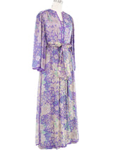Saz Floral Printed Purple Chiffon Dress Dress arcadeshops.com