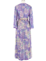 Saz Floral Printed Purple Chiffon Dress Dress arcadeshops.com